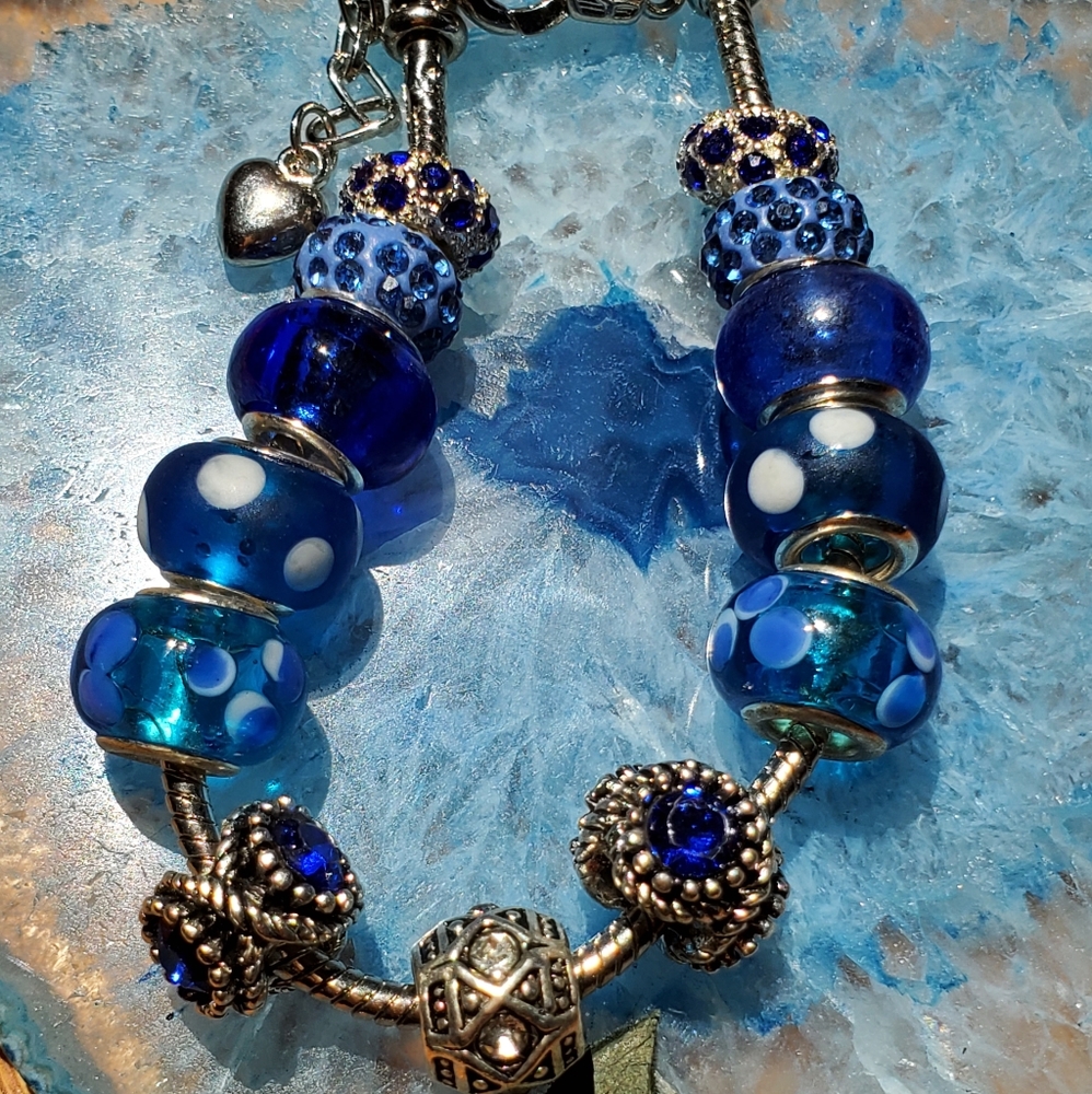 Blue charm bracelet